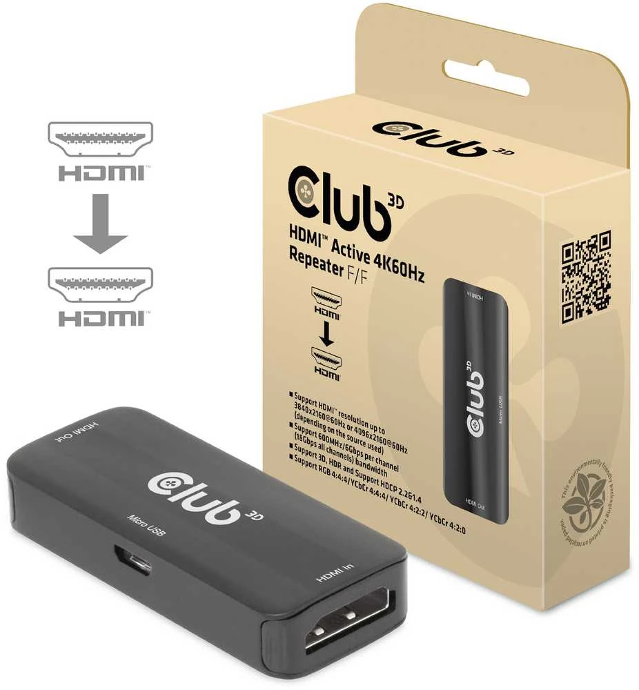 Club 3D HDMI 4K60Hz adapteris su pakuote