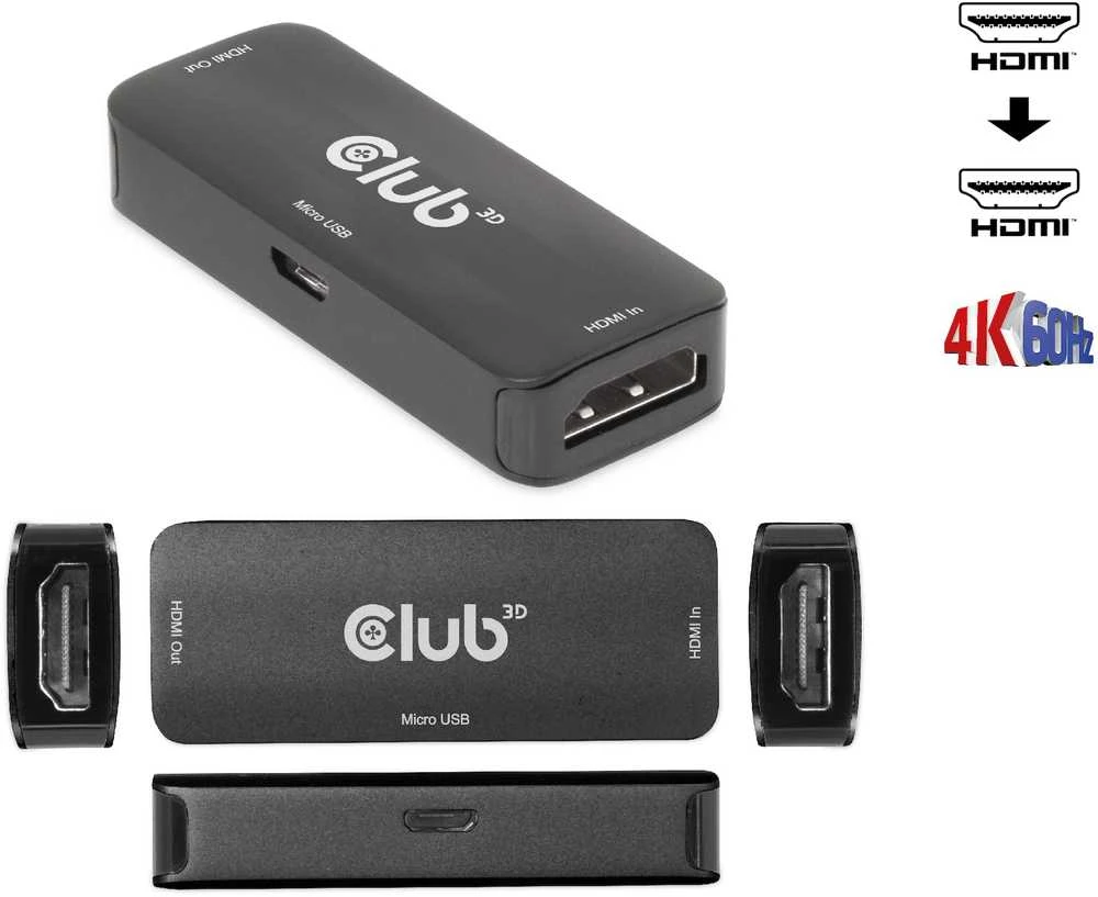 Club 3D Club3D adapteris aktyvus HDMI 4K60Hz (F/F), juodas