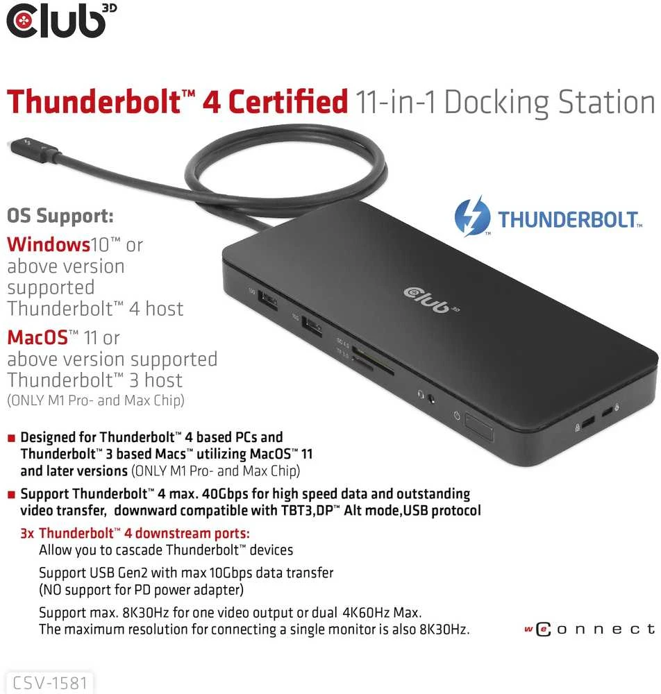 CLUB 3D Thunderbolt TM 4 sertifikuotas DS