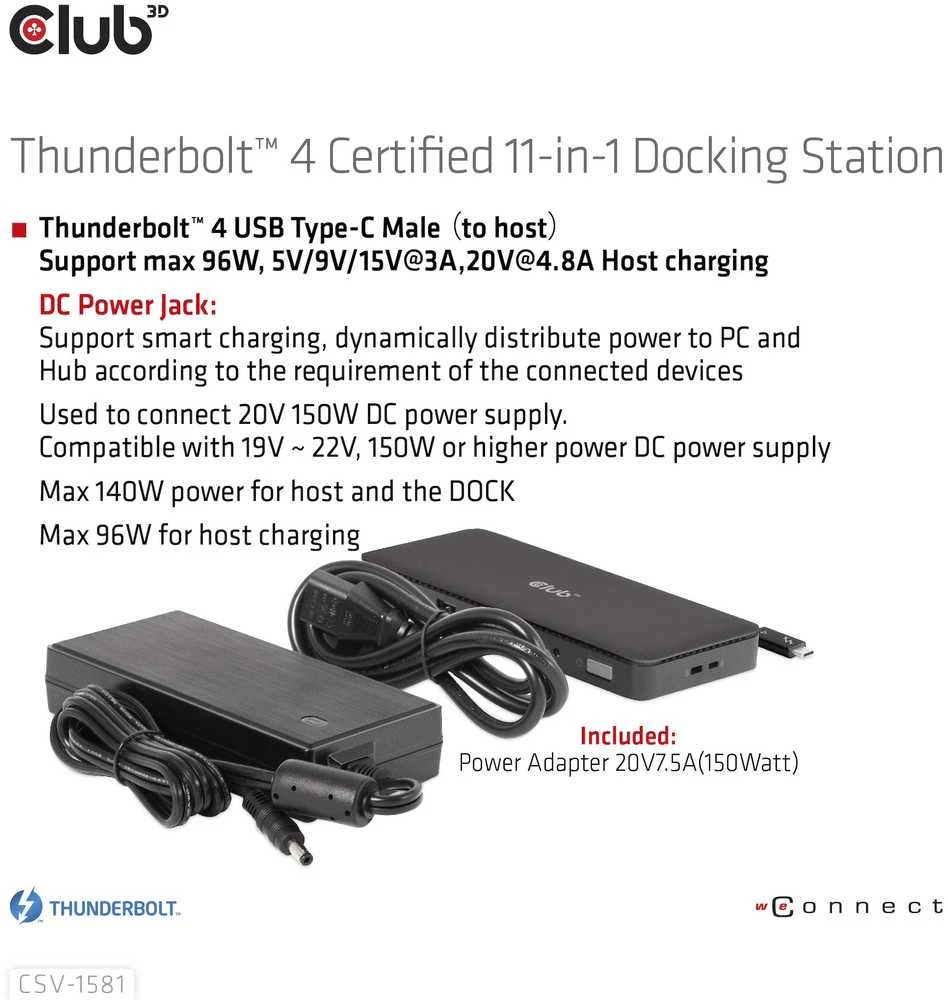 CLUB 3D Thunderbolt TM 4 sertifikuotas DS