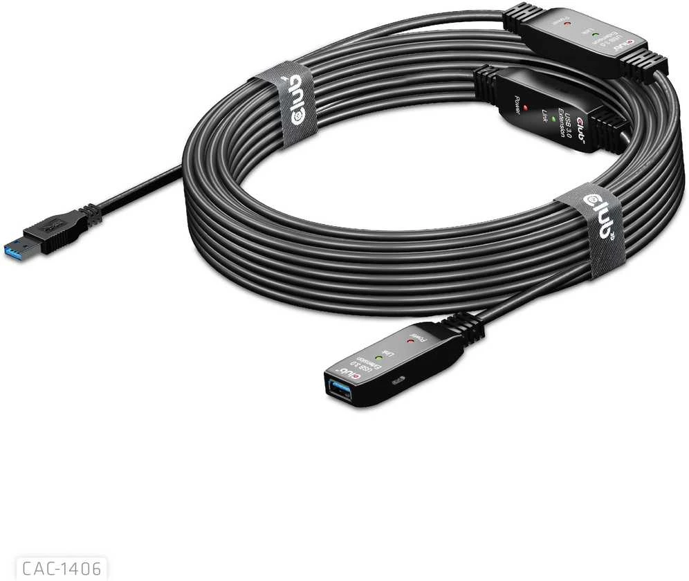 Goobay CLUB 3D CAC-1406 USB 3.2 Gen1 aktyvaus kartotuvo kabelis 15m M/F 28AWG