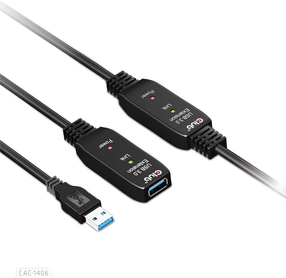 Goobay CLUB 3D CAC-1406 USB 3.2 Gen1 aktyvaus kartotuvo kabelis 15m M/F 28AWG
