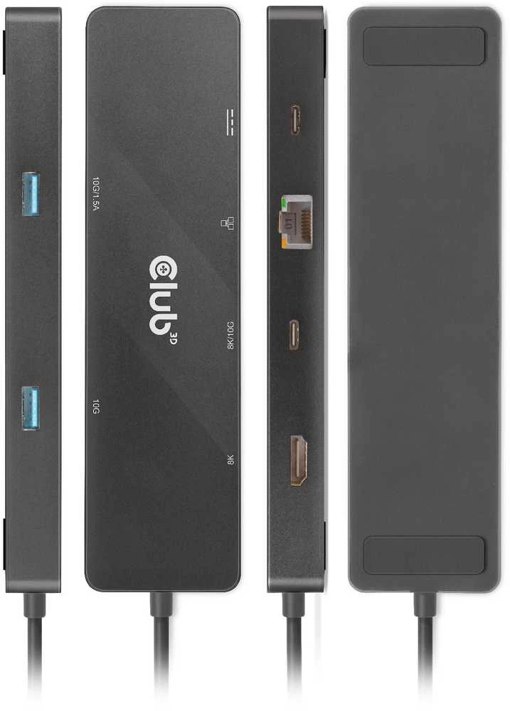 HUB USB Club 3D Club 3D dokumetas USB-C 3.2 Gen1 6in1 Hub 1x USB-C Video 4K60Hz, 1x HDMI 4K60Hz, 2x USB-A, USB-C PD 100W, RJ45