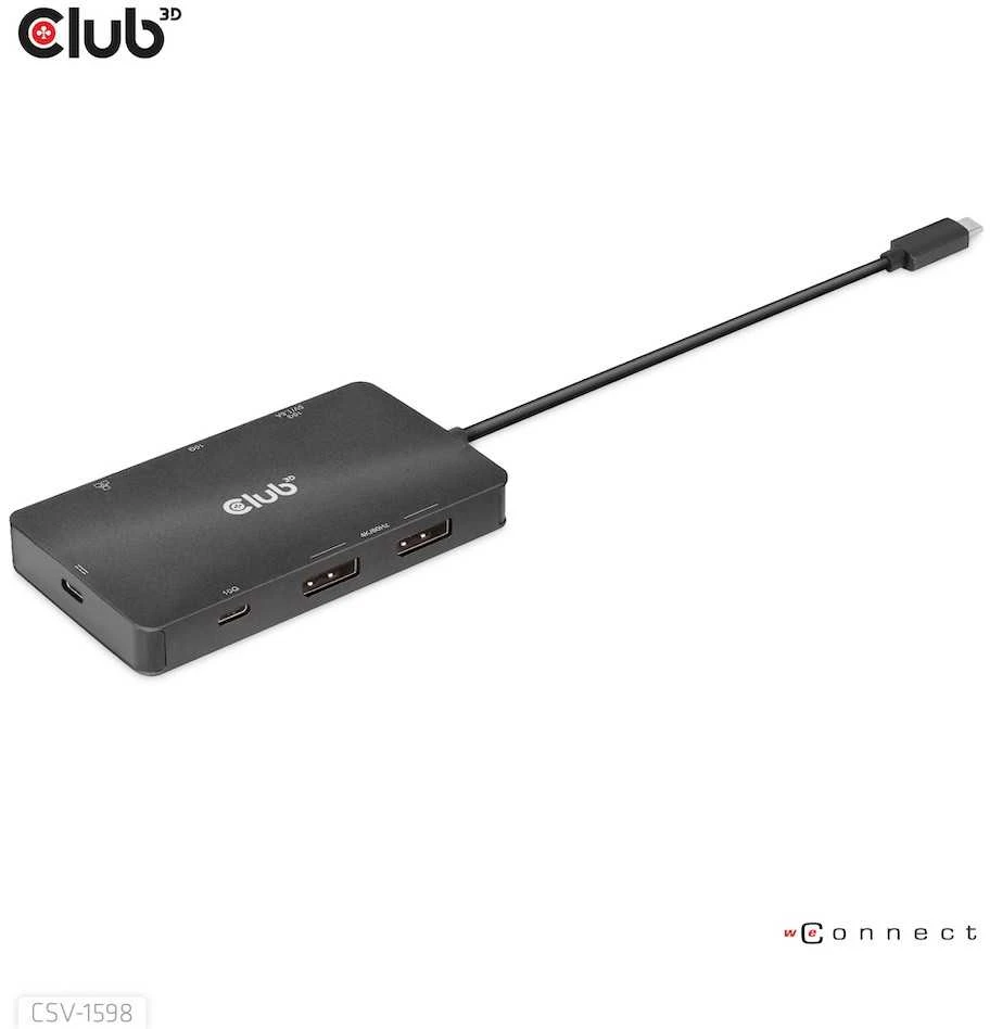 HUB USB Club 3D Club3D USB-7-in1-HUB USB-C > 2xDP/2xUSB/2xUSB-C/RJ45 100W mažmeninė prekyba