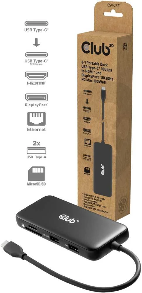 USB CLUB 3D CLUB3D CSV-2551 koncentratorius su USB C tipo jungtimi