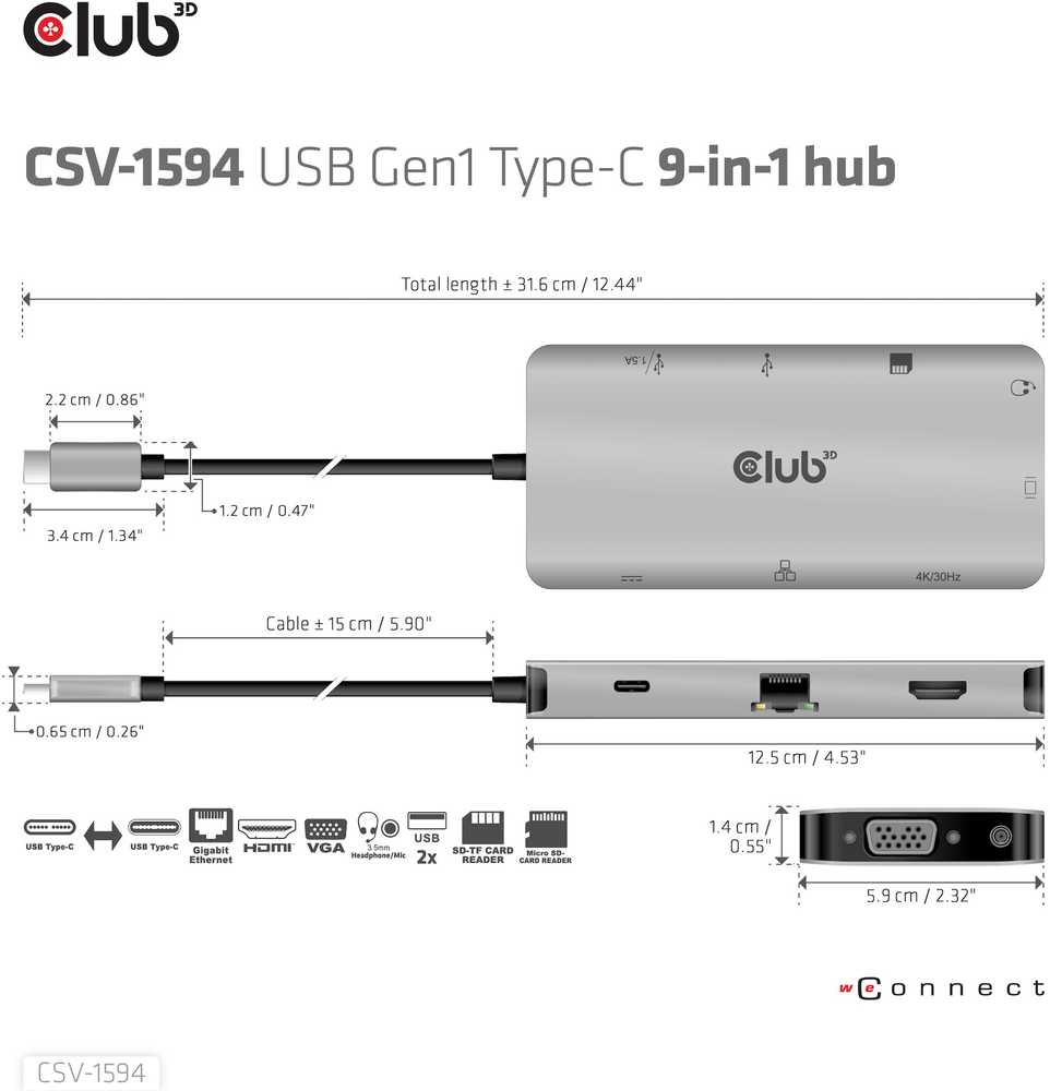 Club 3D USB-C stotis / replikatorius (CSV-1594)