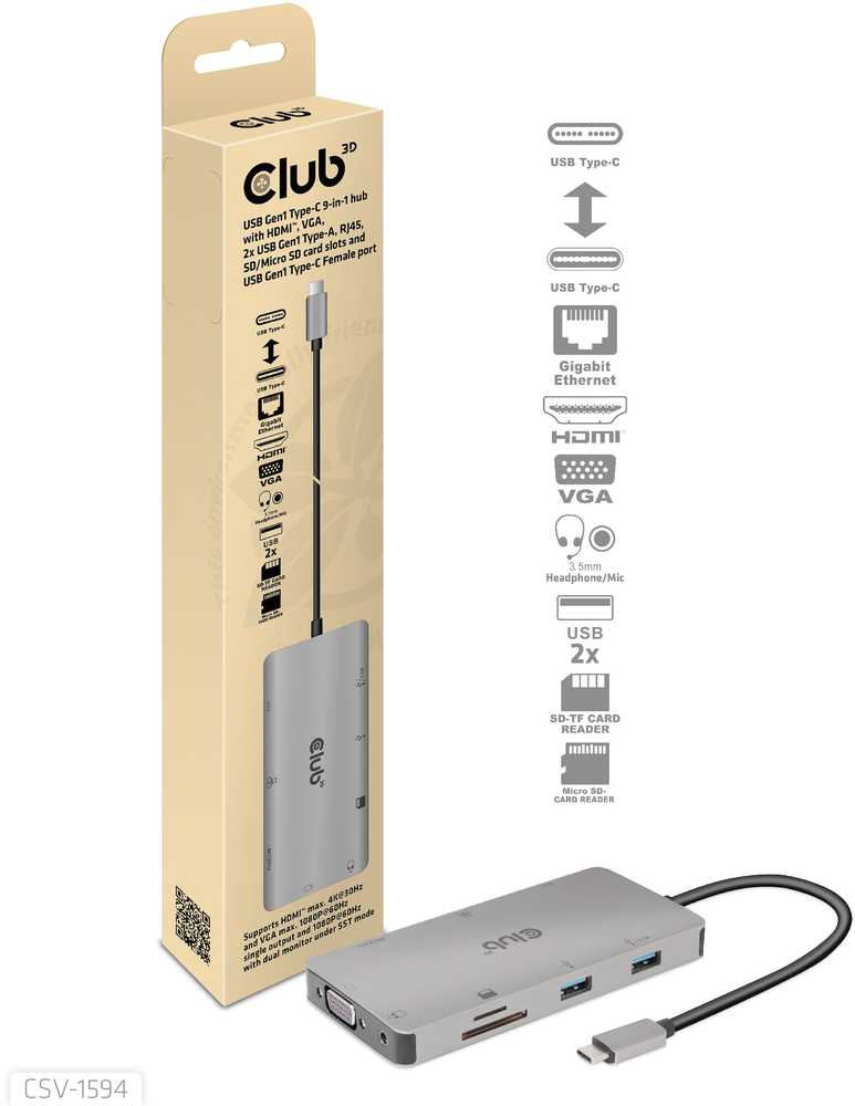 Club 3D USB-C stotis / replikatorius (CSV-1594)