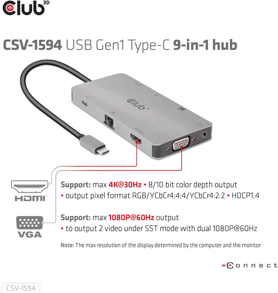 Club 3D USB-C stotis / replikatorius (CSV-1594)