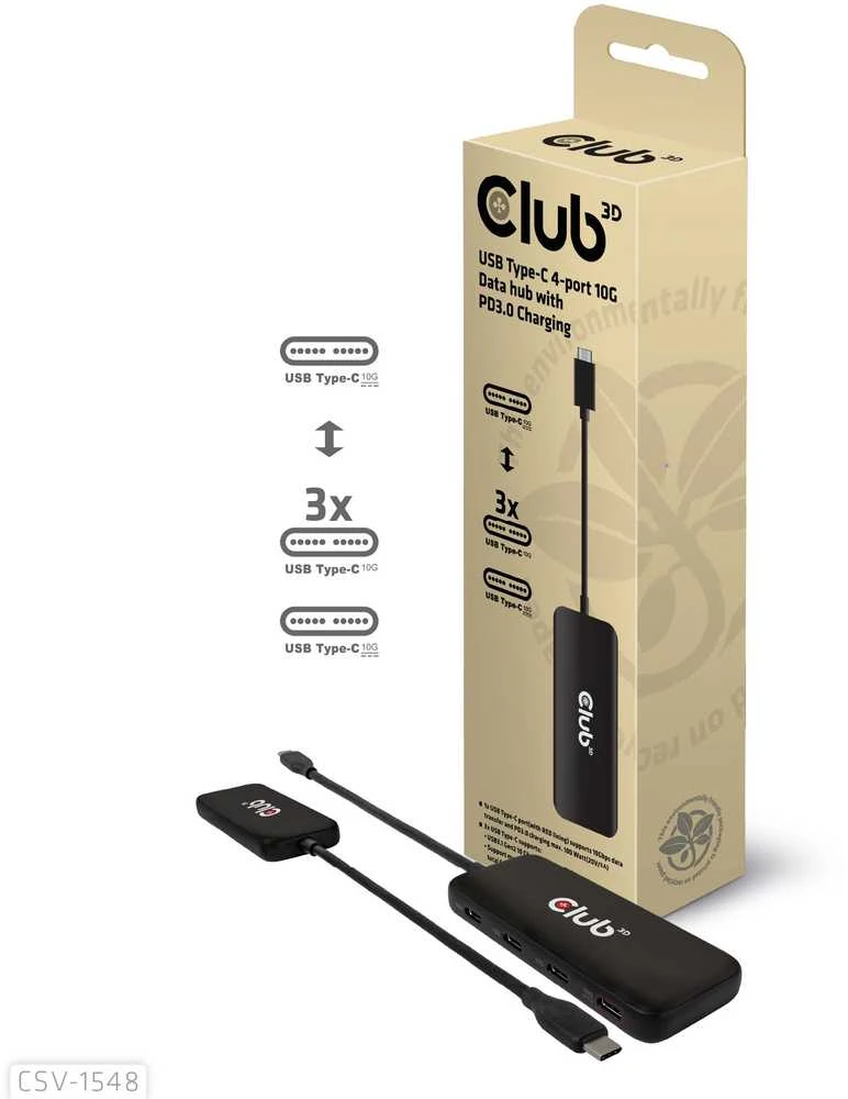 Club 3D Club3D šakotuvas 1xUSB-C ir 4xUSB-C, 10Gbps prievadas, PD 3.0
