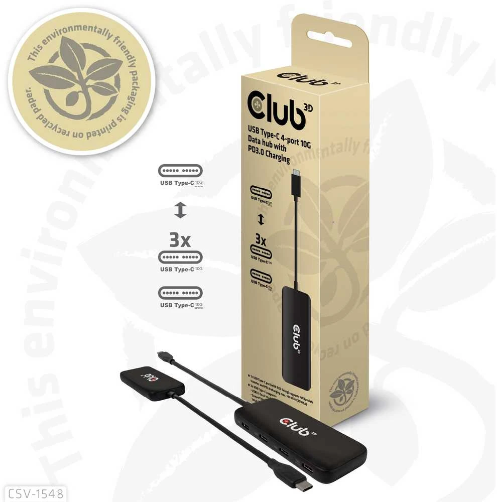 Club 3D Club3D šakotuvas 1xUSB-C ir 4xUSB-C, 10Gbps prievadas, PD 3.0
