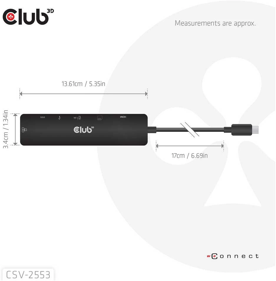 Club 3D CLUB3D CSV-2553 USB C tipo šakotuvai ir koncentratoriai 5000 Mbit/s juodas