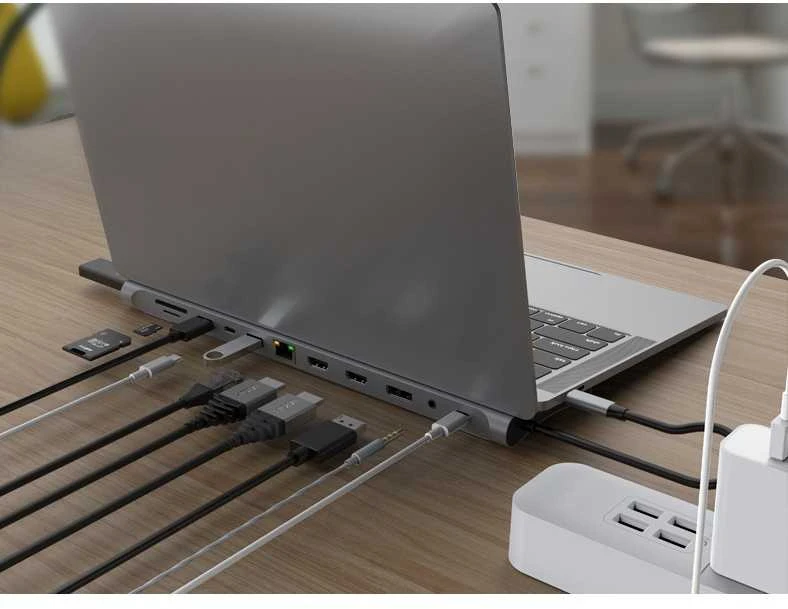 Carruzzo Conceptronic DONN17G knyginių kompiuterių dokas / jungčių replikatorius Vielinis USB 3.2 Gen 1 (3.1 Gen 1) Type-C Pilka