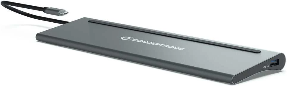 Carruzzo Conceptronic DONN17G knyginių kompiuterių dokas / jungčių replikatorius Vielinis USB 3.2 Gen 1 (3.1 Gen 1) Type-C Pilka