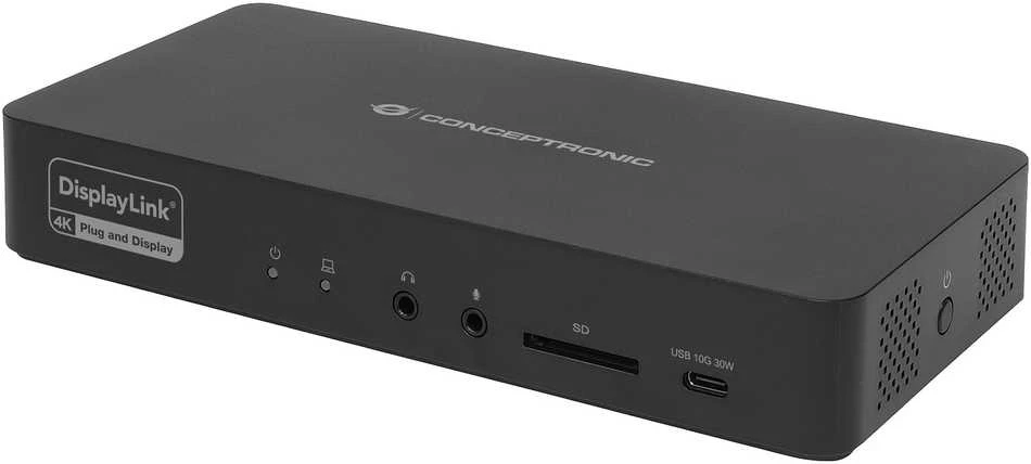 Carruzzo Conceptronic DONN31B knyginių kompiuterių dokas / jungčių replikatorius Vielinis USB 3.2 Gen 2 (3.1 Gen 2) Type-C Juoda