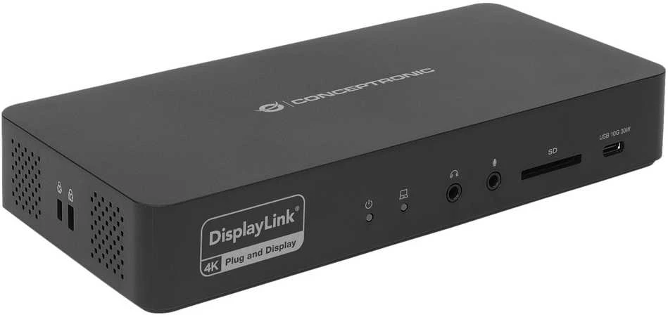 Carruzzo Conceptronic DONN31B knyginių kompiuterių dokas / jungčių replikatorius Vielinis USB 3.2 Gen 2 (3.1 Gen 2) Type-C Juoda