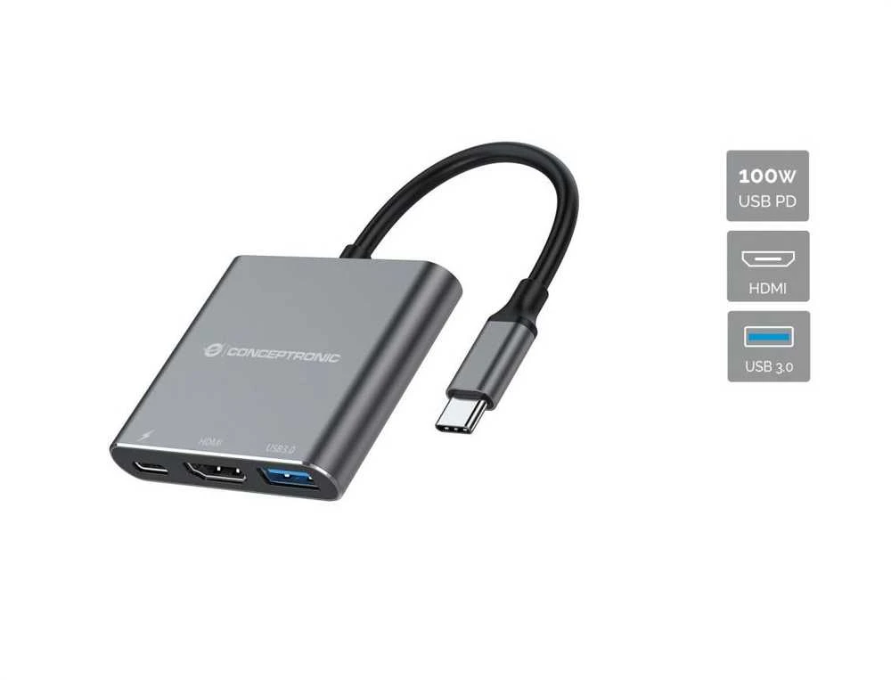 Conceptronic USB-C dokas su HDMI ir USB 3.0 jungtimis