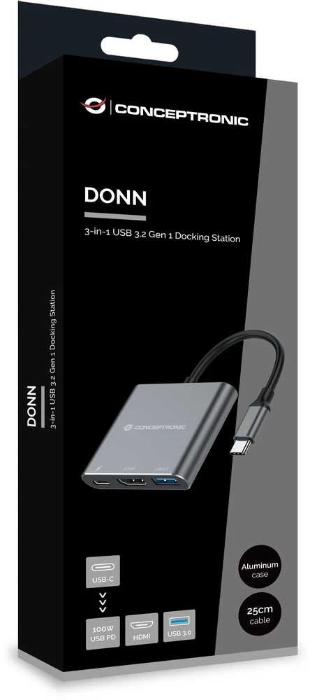 Adapteris AV Conceptronic CONCEPTRONIC Dock USB-C->HDMI,USB3.0,PD 0.25m gr