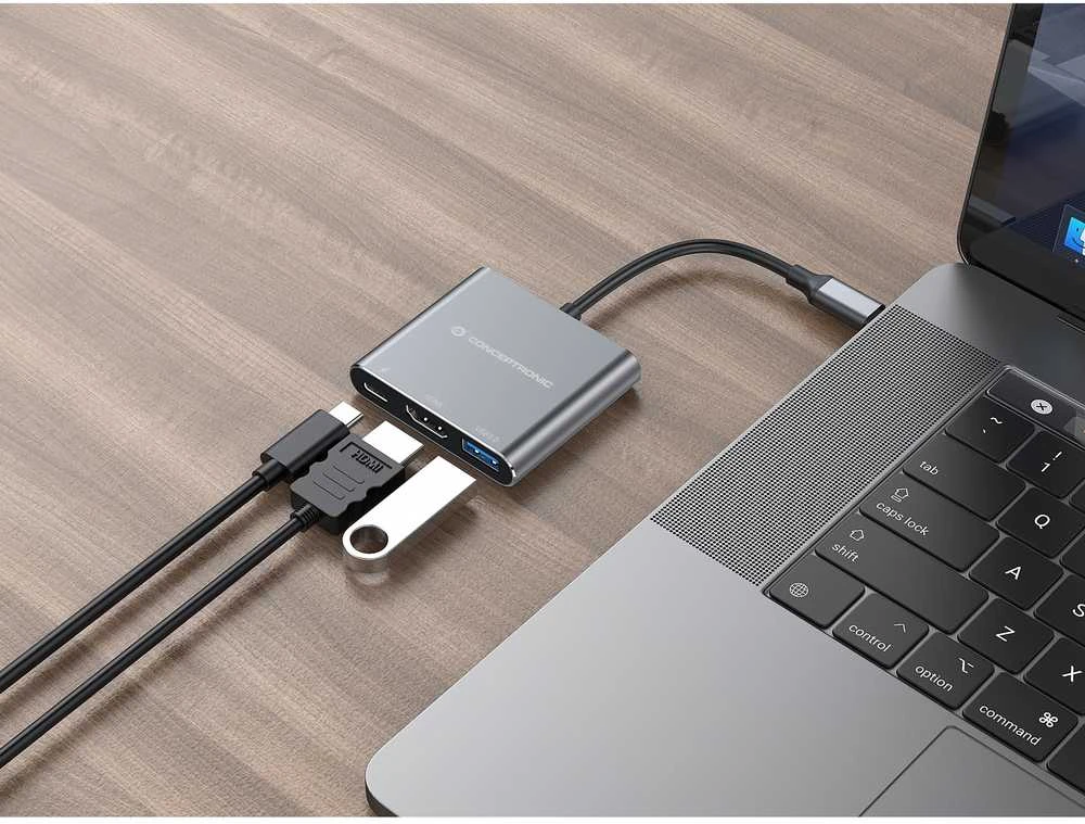 Adapteris AV Conceptronic CONCEPTRONIC Dock USB-C->HDMI,USB3.0,PD 0.25m gr