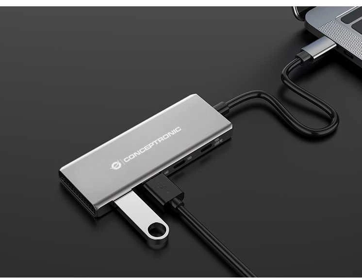 Adapteris AV Conceptronic CONCEPTRONIC dokas USB-C->2xUSB-C,2xUSB-A,100WPD o.N.0.25m gr