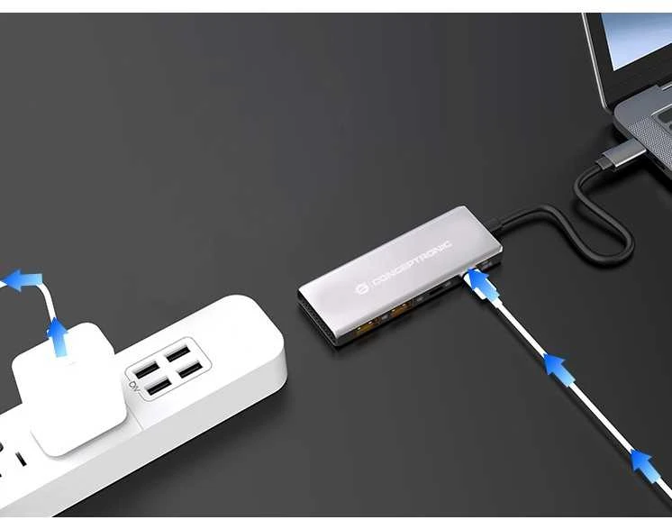 Adapteris AV Conceptronic CONCEPTRONIC dokas USB-C->2xUSB-C,2xUSB-A,100WPD o.N.0.25m gr