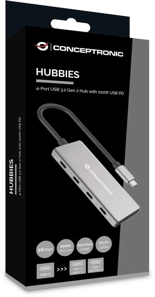 Adapteris AV Conceptronic CONCEPTRONIC Dock USB-C->4xUSB-C 100WPD o.įkroviklis 0.25m gr