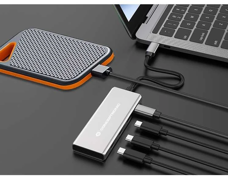 Adapteris AV Conceptronic CONCEPTRONIC Dock USB-C->4xUSB-C 100WPD o.įkroviklis 0.25m gr