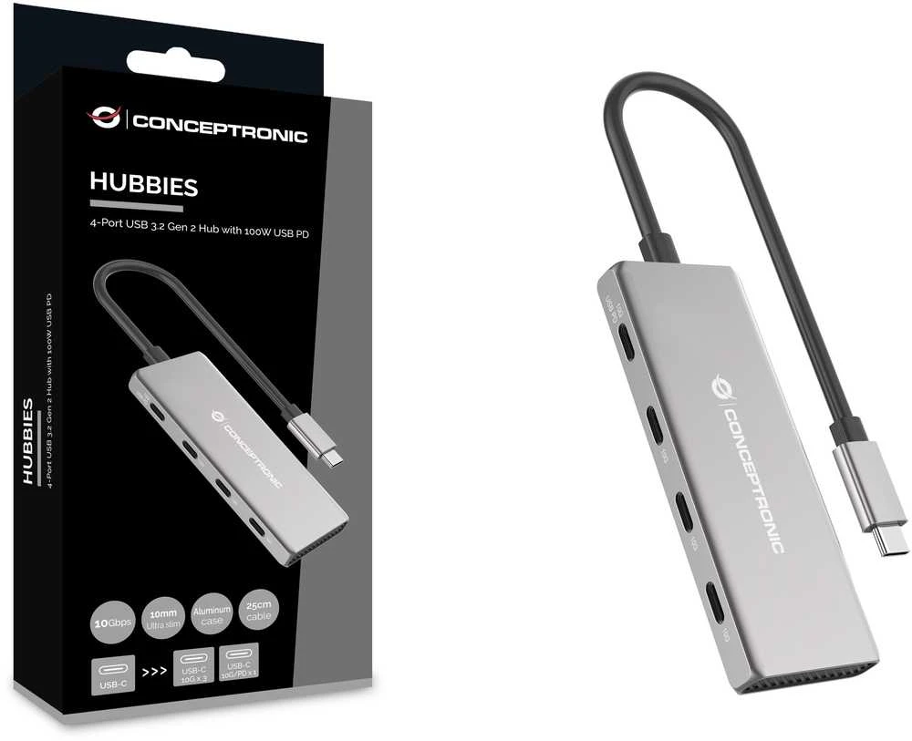 Adapteris AV Conceptronic CONCEPTRONIC Dock USB-C->4xUSB-C 100WPD o.įkroviklis 0.25m gr