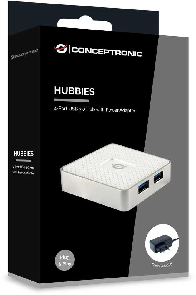 HUB USB Conceptronic 4x USB-A 3.0 (HUBBIES03W)
