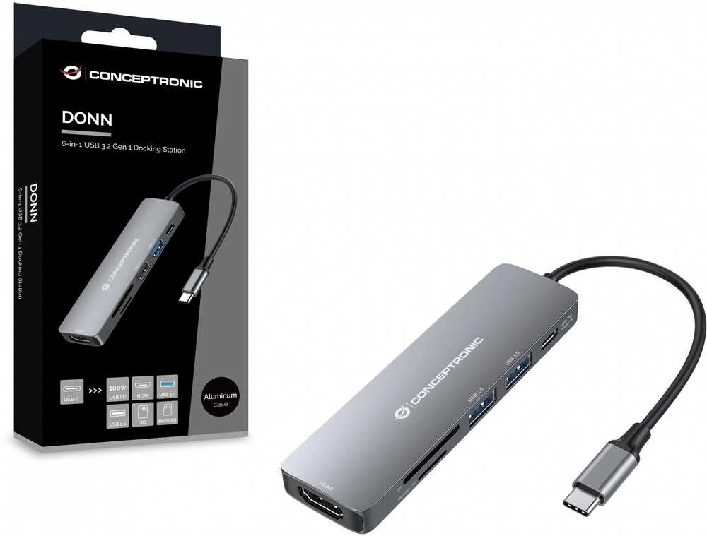 „Conceptronic DONN11G 6-in-1“ USB-C adapteris