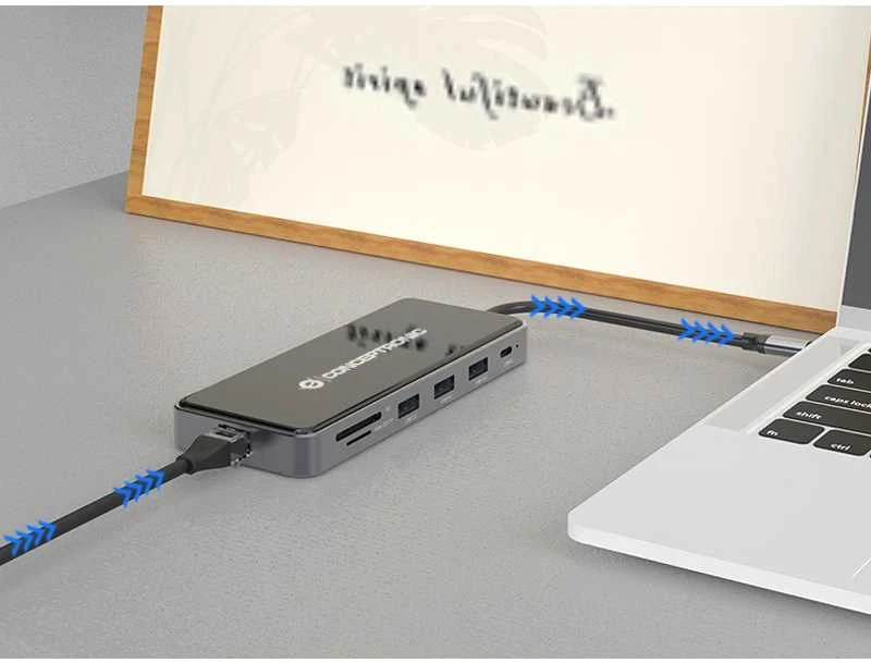 Carruzzo Conceptronic DONN14G knyginių kompiuterių dokas / jungčių replikatorius Vielinis USB 3.2 Gen 1 (3.1 Gen 1) Type-C Pilka