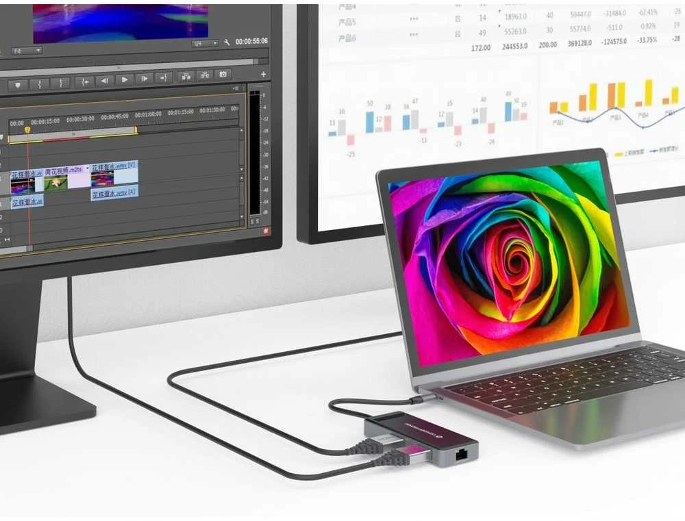 Carruzzo Conceptronic DONN14G knyginių kompiuterių dokas / jungčių replikatorius Vielinis USB 3.2 Gen 1 (3.1 Gen 1) Type-C Pilka