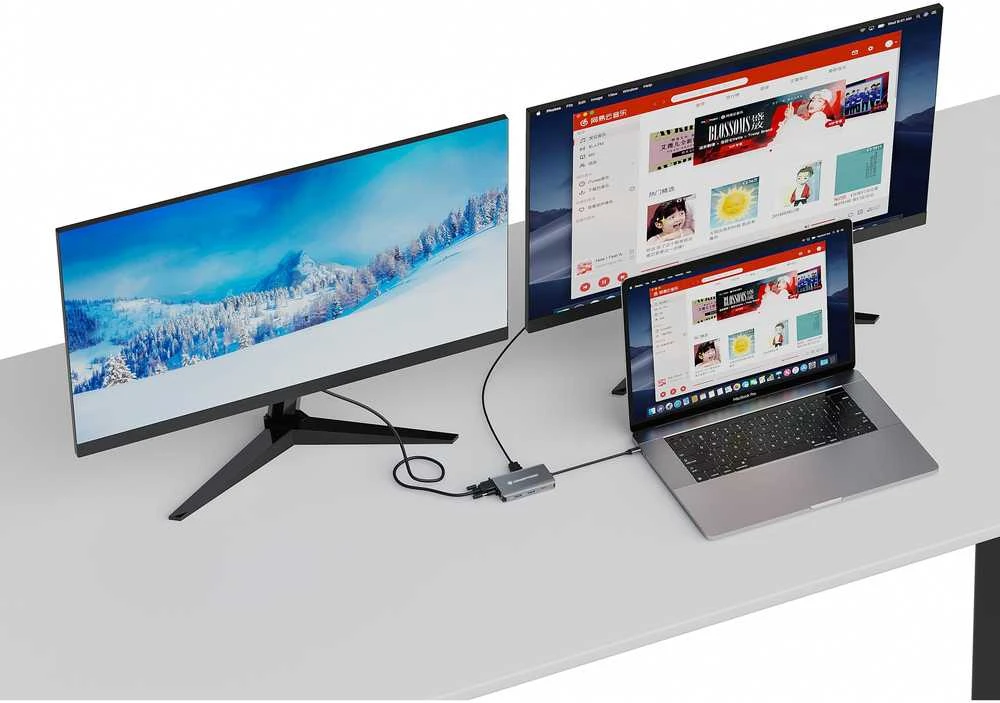 Carruzzo Conceptronic DONN21G knyginių kompiuterių dokas / jungčių replikatorius Vielinis USB 3.2 Gen 1 (3.1 Gen 1) Type-C Pilka