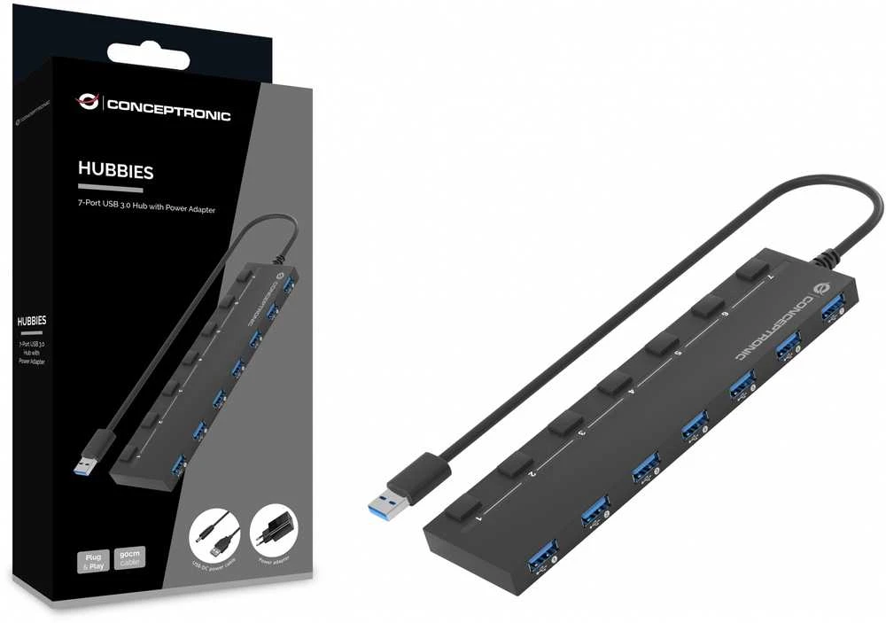 Conceptronic 7 prievadų USB 3.0 šakotuvas su pakuote