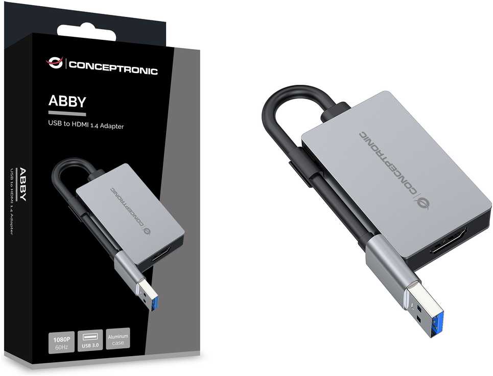Adapteris USB Conceptronic ABBY22G USB-C - HDMI Sidabrinė (ABBY22G)