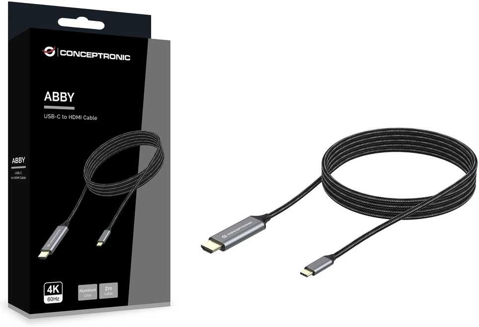 Kabelis USB Conceptronic USB-C - HDMI 2 m Juodai-sidabrinė (ABBY10G)