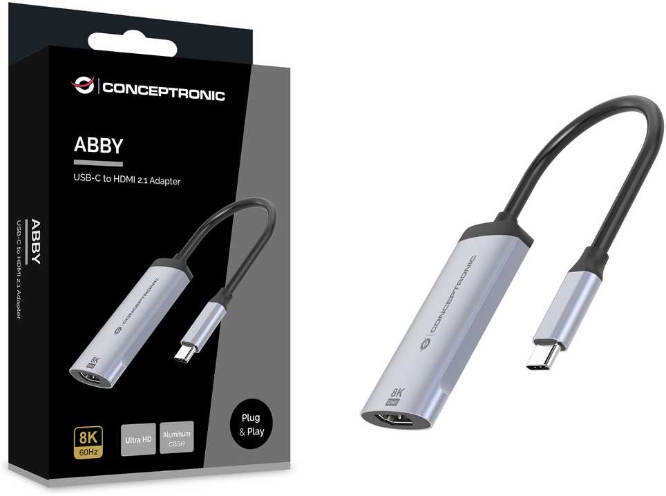 Adapteris USB Conceptronic ABBY23G USB-C - HDMI Sidabrinė (ABBY23G)