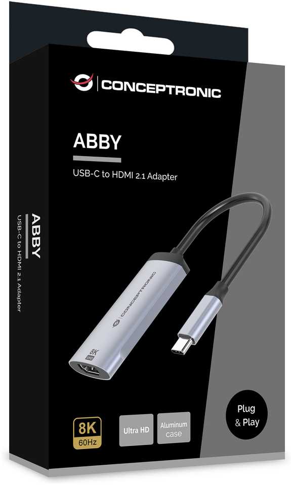 Adapteris USB Conceptronic ABBY23G USB-C - HDMI Sidabrinė (ABBY23G)