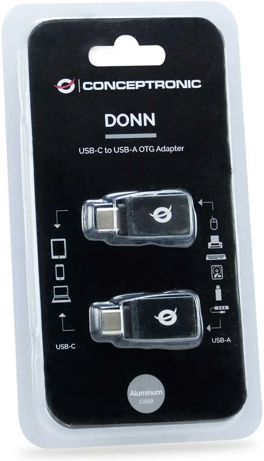 CONCEPTRONIC adapteris USB-C -> USB-A 3.0 2 vnt. pakuotėje, pilka
