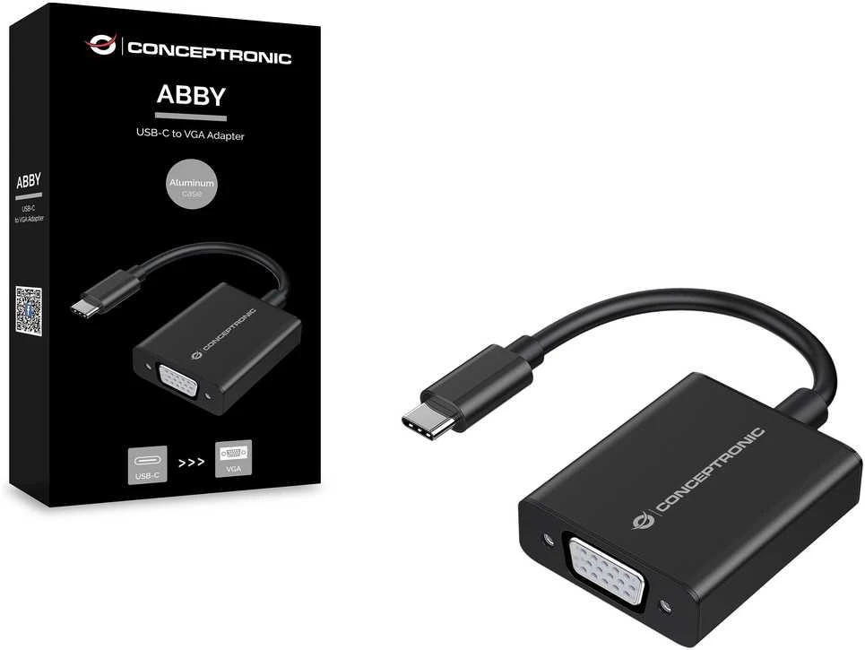 Adapteris USB Conceptronic USB-C - VGA Juodas (ABBY05B)