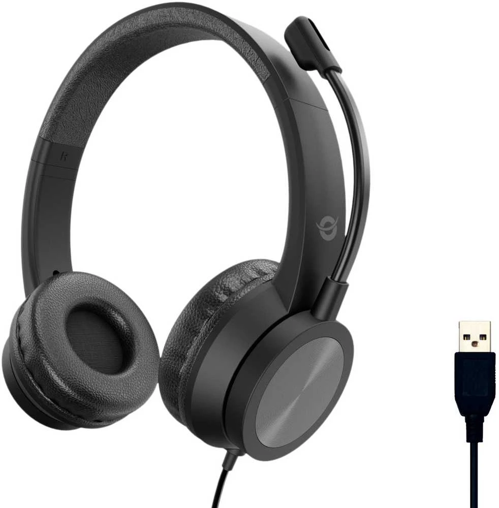 Juodos Conceptronic ausinės su USB-A jungtimi