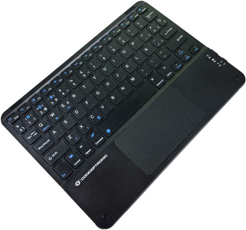 Klaviatūra Conceptronic Wireless BT5.4 10'' Układ Hiszpański Juodas (TOBIN01BES)