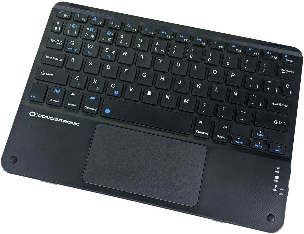 Klaviatūra Conceptronic Wireless BT5.4 10'' Układ Hiszpański Juodas (TOBIN01BES)