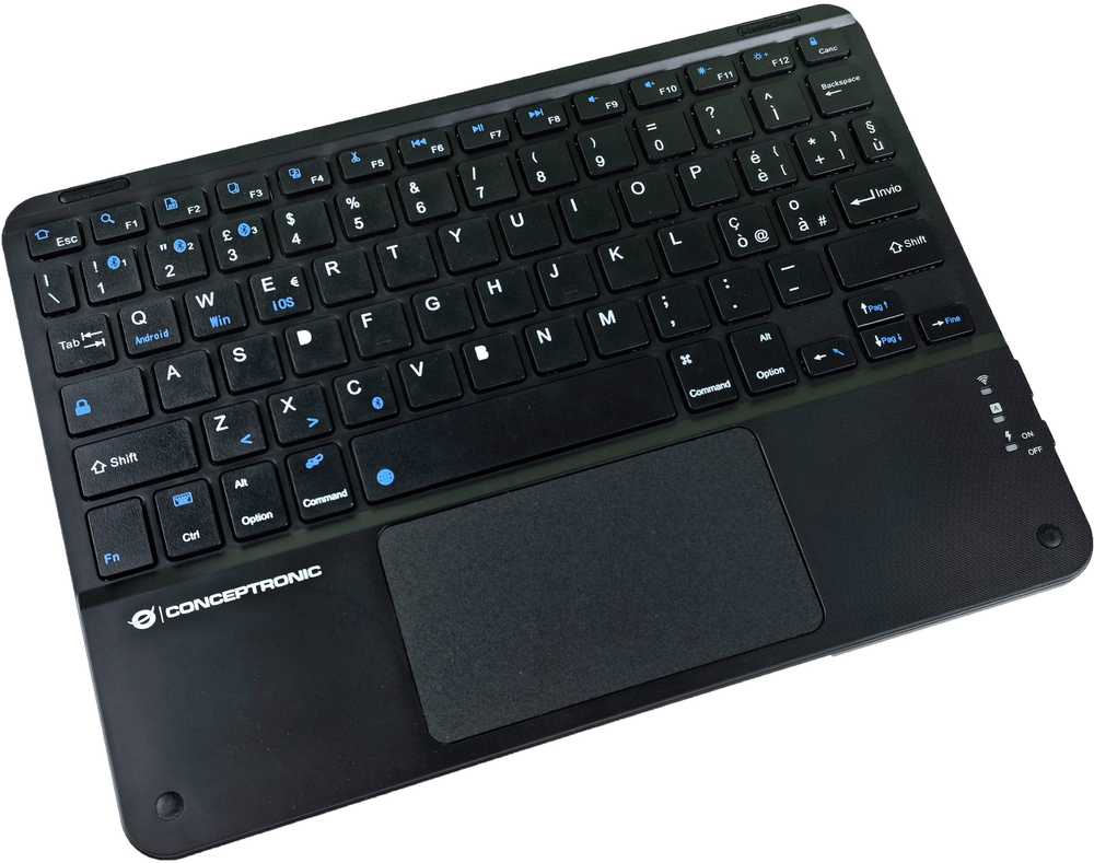 Klaviatūra Conceptronic Belaidė 10'' BT5.4 Układ włoski Juodas (TOBIN01BIT)