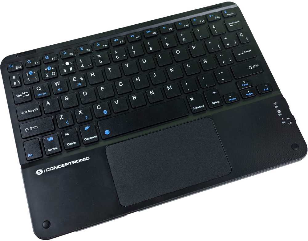 Klaviatūra Conceptronic Wireless BT5.4 10'' Układ Hiszpański Juodas (TOBIN01BES)