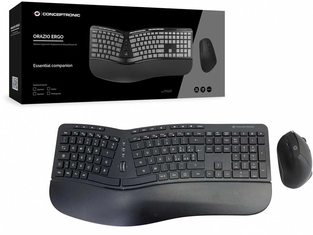 Carruzzo Conceptronic ORAZIO02IT Klaviatūra ir pelė įskaityta Biuras Radijo dažnio belaidė QWERTY Italų kalba Juoda