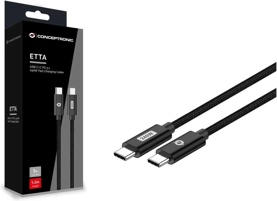 Kabelis USB Conceptronic USB-C - USB-C 2 m Juodas (ETTA03B20)