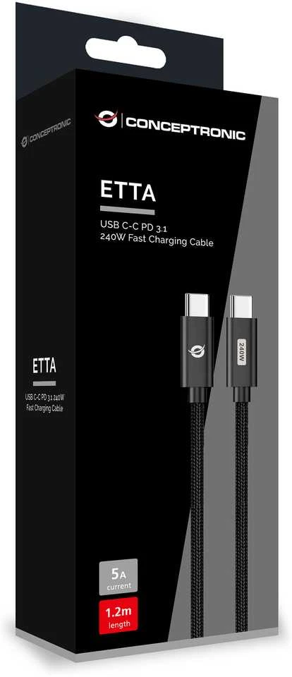 Kabelis USB Conceptronic USB-C - USB-C 2 m Juodas (ETTA03B20)