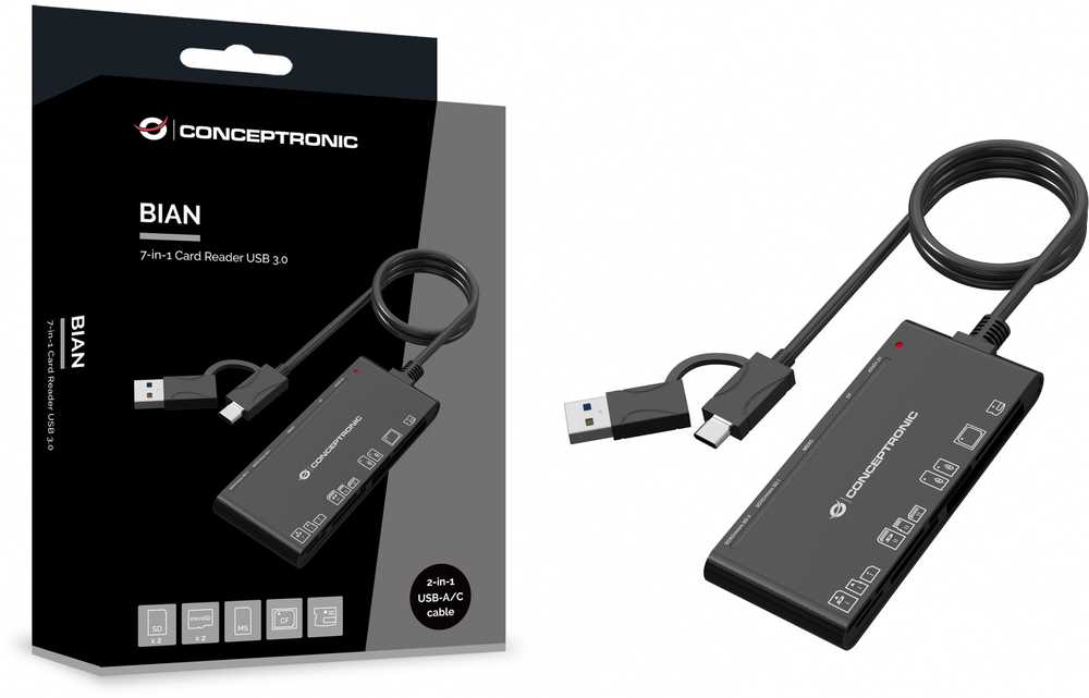 Conceptronic BIAN10B 7 viename kortelių skaitytuvas USB 3.0