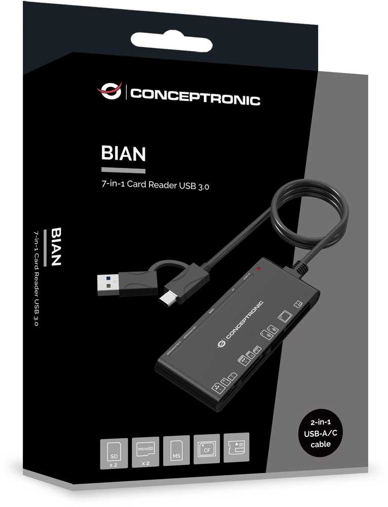 Conceptronic BIAN10B 7 viename kortelių skaitytuvas USB 3.0