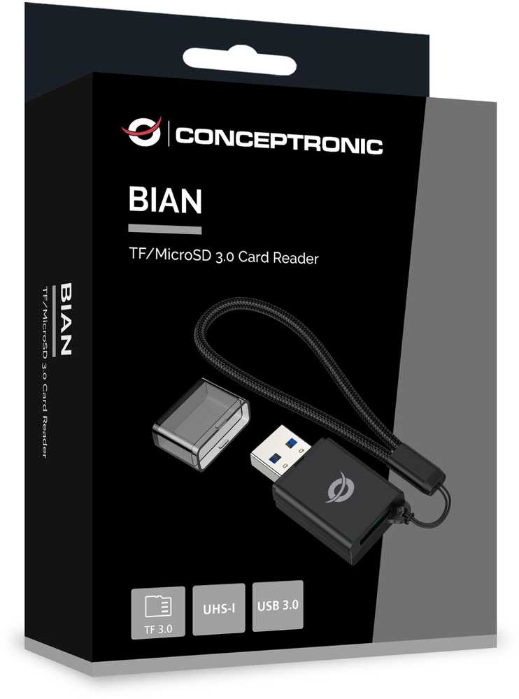 Skaitytuvas Conceptronic Conceptronic BIAN07B czytnik kart USB 3.2 Gen 1 (3.1 Gen 1) Type-A Juodas